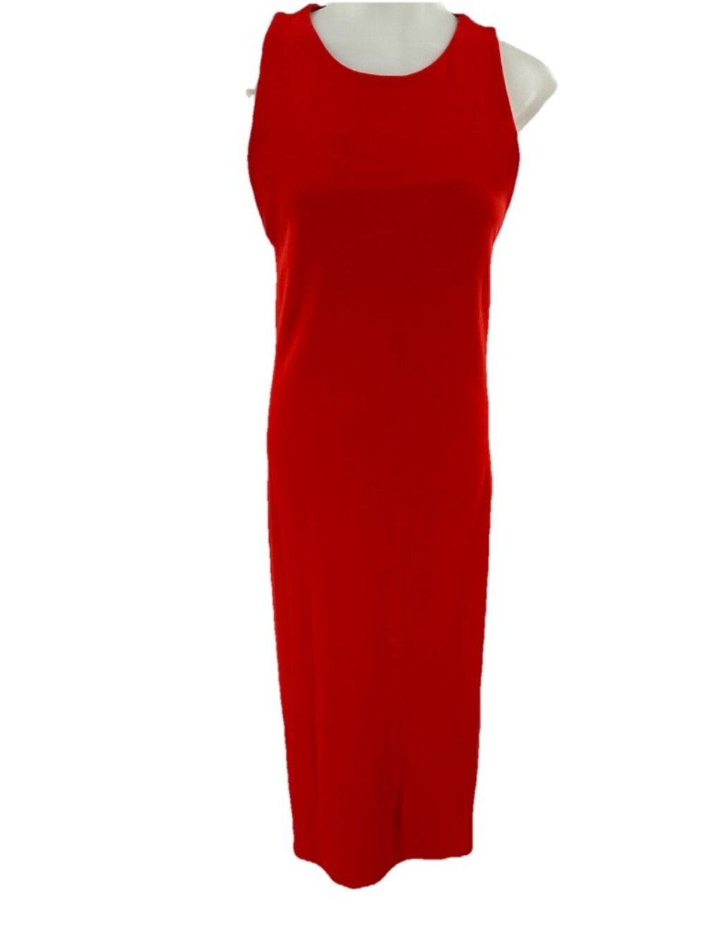ZARA Red Knit Maxi Tank Dress Sleeveless Scoop Neck Bodycon Casual Chic Large